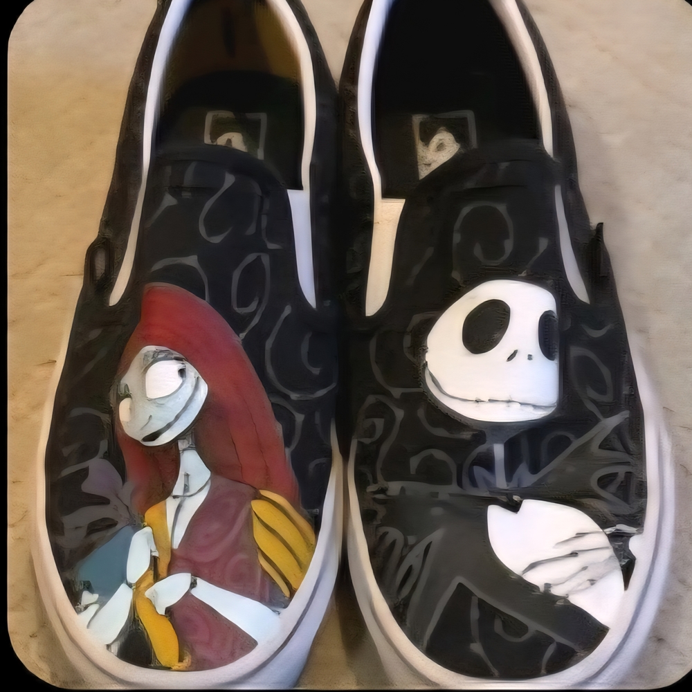 Vans Nightmare Before Christmas Jack Skellington and Sally Slip-On Sneakers